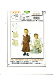 Burda 9732 Sewing Pattern Childs shirt, vest, pants Size 9mo-3yr UC - Picture 1 of 2