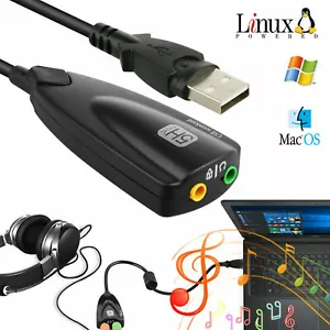 USB 2.0 External 7.1 Channel Sound Card 3.5mm Stereo Headphone Adapter Laptop PC - Picture 1 of 10