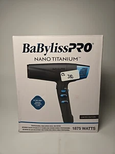 BaBylissPRO Nano Titanium Ionic Hair Blow Dryer Black Blue Ltd Edition BNTMB9100 - Picture 1 of 3