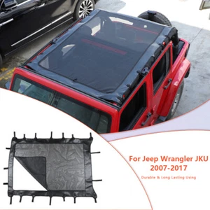 Soft Roof Bikini Sunshade Mesh Cover For Jeep Wrangler JK 4 Door 2007-2017 Black - Picture 1 of 8