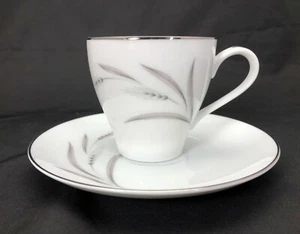 Mikasa Fine China Silver Wheat 5787 Flat Cup and Saucer Several Available - Picture 1 of 7