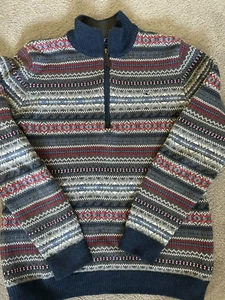NWOT L (16) Vineyard Vines BOY Youth Blue Intarsia Pullover Quarter Zip Sweater - Picture 1 of 4