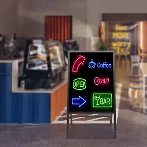 Free Standing LED Message Writing Board Illuminated Erasable Neon Menu Board - Picture 1 of 20