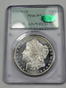 1880 S $1 Morgan Silver Dollar PCGS MS63 PL CAC RATTLER OGH Scarce Type *J301 - Picture 1 of 3