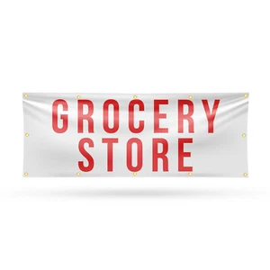 Grocery Store Vinyl Banner Sign with Metal Grommets Heavy-Duty Single-Sided - Picture 1 of 21
