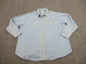 VINTAGE Panhandle Slim Shirt Womens Adult 2X Blue Western Pearl Snap Cowboy - Picture 1 of 12