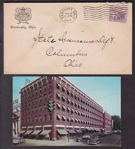 ADVERTISING - HOTEL RIEGER & POSTCARD 1934, SANDUSKY, OHIO - Picture 1 of 2