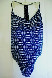 TIME TRUE BLUE GEOMETRIC DESIGN 1PC SWIMSUIT BATHING SUIT SIZE 3X {24W-26W} - Picture 1 of 5