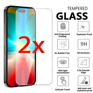 2 Pack For iPhone 16/16 Plus/16Pro/16 Pro Max 9H Tempered Glass Screen Protector - Picture 1 of 6