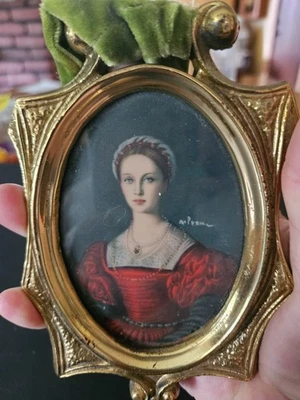 Retrato miniatura "Lucrezia Panciatich" acuarela firmado Foto 1 de 4