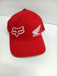 Fox Racing x Honda FlexFit Hat (Flame Red) Classic Stretch Cap Signed - Picture 1 of 8