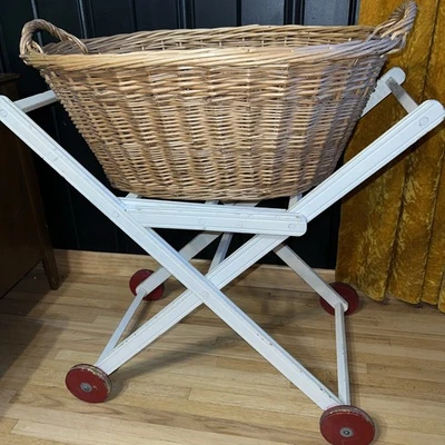 Antique Vintage Wooden Laundry Cart ONLY Basket Holder Chippy Cottage Folding - Image 1 of 4