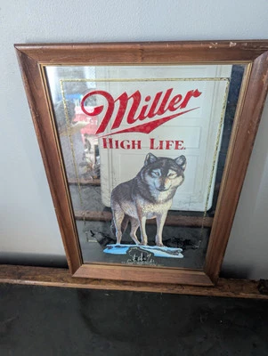 Miller High Life Timber Wolf Mirror Wisconsin Wildlife Series Bar 1991 Vintage - Image 1 of 4