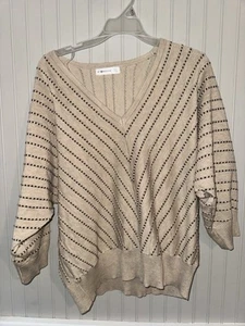 89th & Madison Damen Pullover Pulli V-Ausschnitt hellbraun und schwarz - XL neu ohne Etikett - Bild 1 von 5