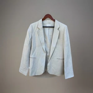 Joie Women Linen Open Front Blazer Cream Size 10 - Picture 1 of 7