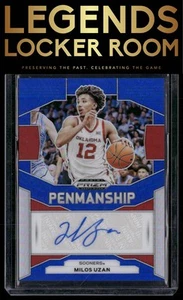 2024 Panini Prizm Draft Picks #P-MUZ Milos Uzan Penmanship Prizms Blue #/149 - Picture 1 of 2