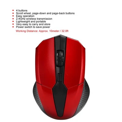 Wireless Mouse 2.4GHz 4 Keys Optical Mice With USB Receiver Computer Accessor UK - Image 1 of 4