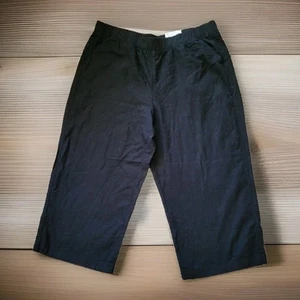 Pantalones para mujer Croft & Barrow grandes mezcla de lino negros tiro alto pierna ancha - Imagen 1 de 3