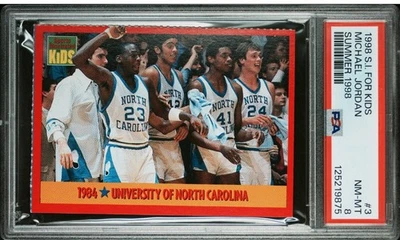 Michael Jordan Raro 1998 Sports Illustrated SI para niños #3 Carolina del Norte PSA 8 Foto 1 de 3