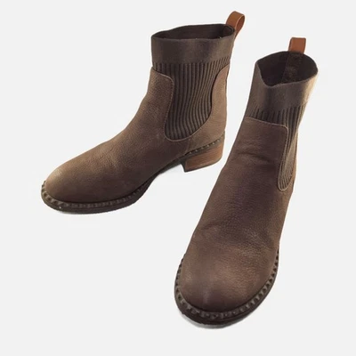 Chelsea Marrón Cuero Elastizado Botines Tirar/Deslizables Clásicos Informales Para Mujer 8M Foto 1 de 4