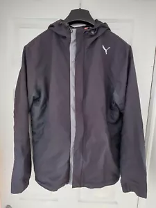 MENS PUMA COAT WITH HOOD IN BLACK/GREY SUPERB CONDITION. - Picture 1 of 5