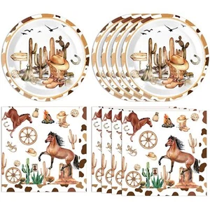40PCS Western Birthday Decorations Western Cowboy Party Disposable Tableware ... - Picture 1 of 7