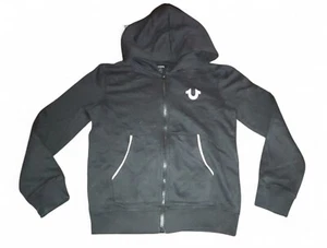 True Religion Black Glitter-Ink Fleece-Lined Zip-Up Hoodie - Girls Size LARGE - Picture 1 of 6