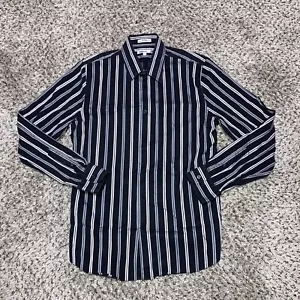 Camicia elegante uomo Express 1MX - media 15-15,5 aderente a righe nero e grigio - Foto 1 di 5