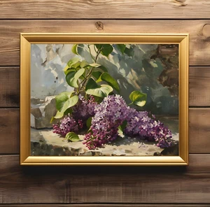 Lilacs Still Life Painting | Rustic Farmhouse Art Print - Picture 1 of 4