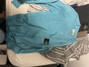 Stone Island Jumper Men's Baby Blue Cotton Crewneck Jumper Size Large - Picture 1 of 4