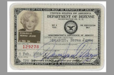 Insigne d'identité du gouvernement Marilyn Monroe PHOTO 5x7 carte signée reproduction DOD USO Tour 1954