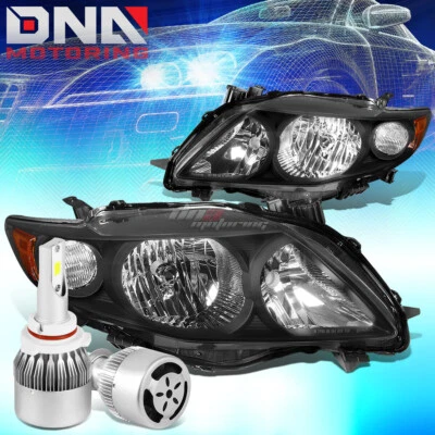 FARO NEGRO + ESQUINA ÁMBAR + LED BLANCO 9006 OCULTO CON VENTILADOR AJUSTE 09-10 COROLLA E140 Foto 1 de 4