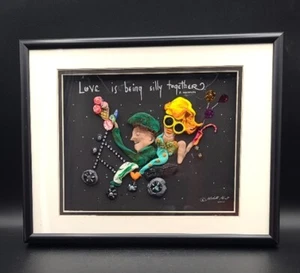 Michelle Monet 3D Shadowbox Whimiscal Art "Love Is Being Silly Together" - Picture 1 of 7