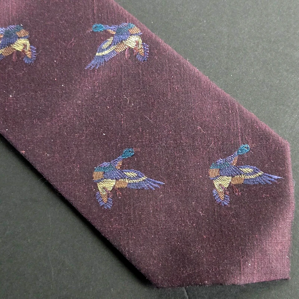 Corbata de lana de seda Robert Talbott 57 pulgadas tejida a mano pato pájaro púrpura Foto 1 de 4
