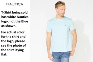 Nautica Lite Blue T-Shirt Cotton Iconic Nautica Logo Med Boys/Girls/Small Adults - Picture 1 of 8