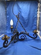 Vintage Gothic Wrought Iron Large 3 Arm Chandelier Candelabra Electric, Project