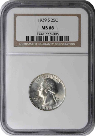 1939-S Washington Silver Quarter MS66 NGC Cover