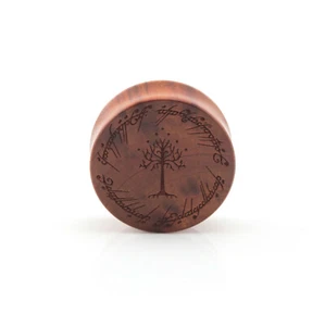 Lord of the Rings Tree of Gondor Wood Ear Plug - Laser Engraved Double Flared - Picture 1 of 9