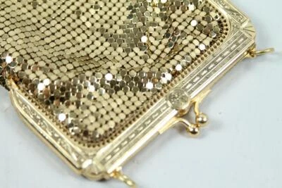 Vtg WHITING & DAVIS USA Gold Tone Metal Mesh Clutch Purse w/ Art Deco Frame - Image 1 of 4