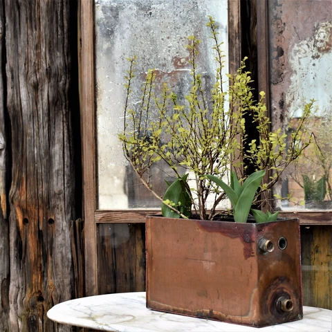 Antique Salvage Reclaimed Copper Toilet Cistern Garden Outdoor Planter Cover