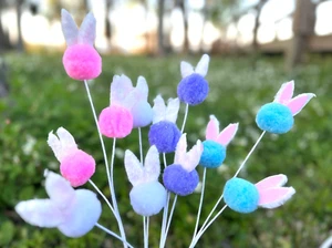 Pom Pom Conejo Tallo de Conejo Selecciones Decoración de Pascua Suministros de Vacaciones Acentos de Primavera - Imagen 1 de 6