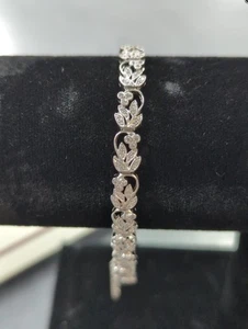 14K Gold Floral & Diamond Bracelet, Roughly  7.5'' Long - Shane Co. - Picture 1 of 6
