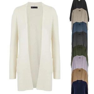 Cárdigan largo acanalado frente abierto - Imagen 1 de 15