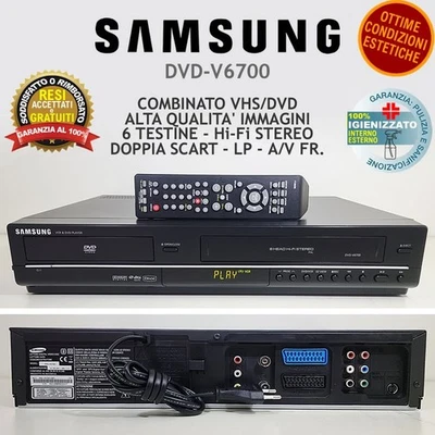 VIDEOREGISTRATORE COMBINATO DVD VHS SAMSUNG DVDV6700 LETTORE CASSETTE VCR COMBO - Immagine 1 di 4