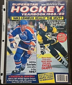 Anuario de hockey Superstar 1988/89 Wayne Gretzky Mario Lemieux NHL - Imagen 1 de 2