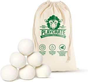 6 XL Dryer Balls & Bag 100% Organic New Zealand Wool Fabric Softener UK Seller - Picture 1 of 5