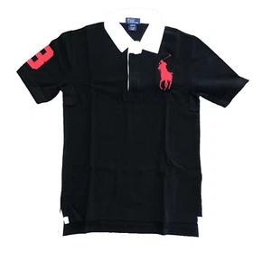 Polo Ralph Lauren Shirt XL (18-20) Youth Rugby Short Sleeve Black #3 - Picture 1 of 9