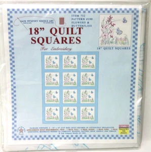 Jack Dempsey Needle Art Embroidery Cross Stitch Flower Butterfly Quilt Block Kit - Picture 1 of 2