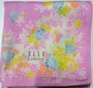 HANDKERCHIEF VINTAGE PINK PATTERN COTTON 21" HANKY SCARF LADIES - Picture 1 of 2