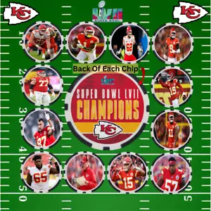 KANSAS CITY CHIEFS 2023 SUPER BOWL LVII CHAMPS OFFENSE - POKER CHIP SET (12) - Picture 1 of 2